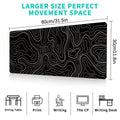 Mousepad Gamer XL Topográfico – 80x30cm Blanco y Negro con Base Antideslizante
