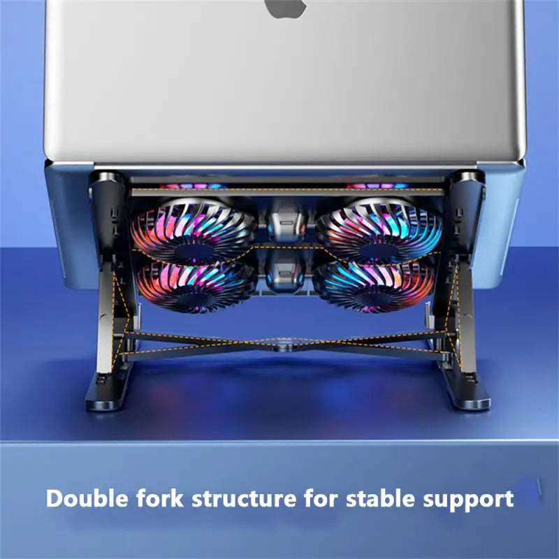 Soporte Plegable para Laptop con Ventilador Silencioso – Altura Ajustable 7 Niveles