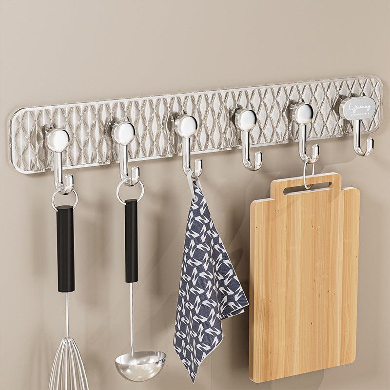 Organizador de Ganchos de Pared – 8 Ganchos Plateados para Llaves, Bolsos y Accesorios
