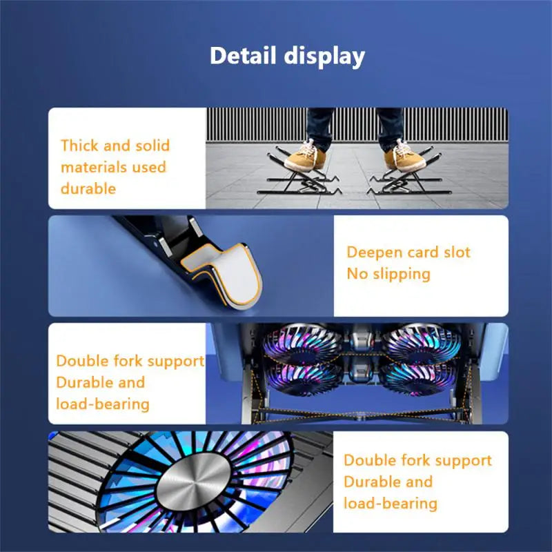 Soporte Plegable para Laptop con Ventilador Silencioso – Altura Ajustable 7 Niveles