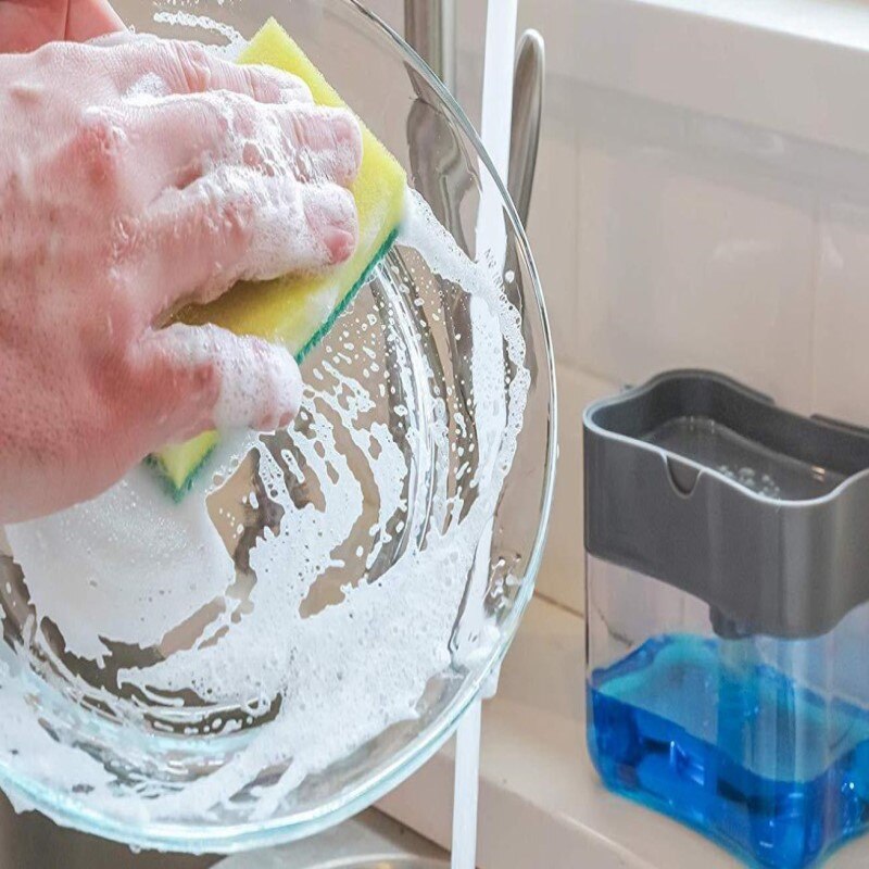Dispensador de Jabón para Cocina con Soporte para Esponja – Una Sola Mano