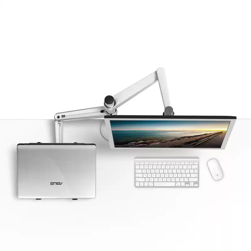 Soporte de Monitor y Laptop de Aluminio – Brazo Doble Articulado para Escritorio