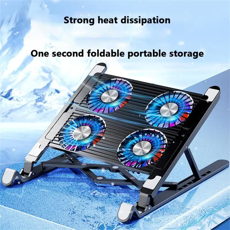 Soporte Plegable para Laptop con Ventilador Silencioso – Altura Ajustable 7 Niveles