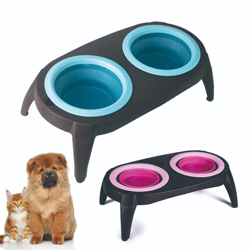 Comedero Doble Plegable para Mascotas – Silicona Flexible Ideal para Viajes