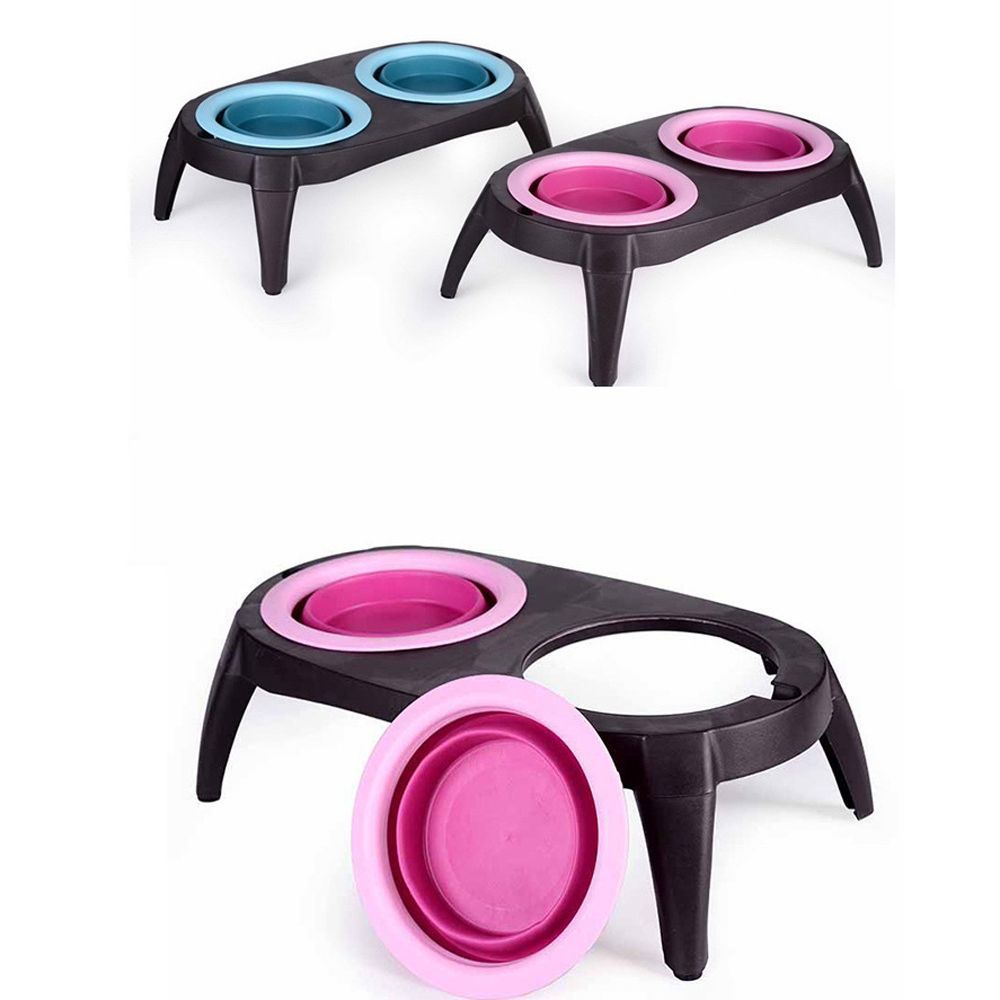 Comedero Doble Plegable para Mascotas – Silicona Flexible Ideal para Viajes