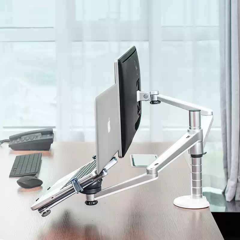 Soporte de Monitor y Laptop de Aluminio – Brazo Doble Articulado para Escritorio