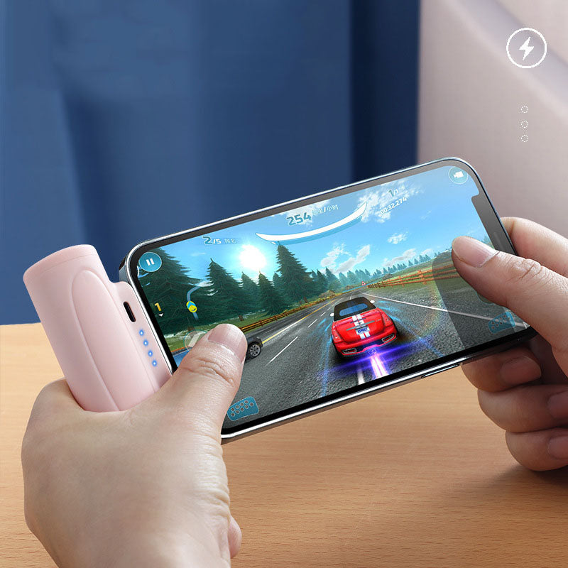 Power Bank 5000mAh con Linterna LED – Mini Cápsula Portátil Carga Rápida