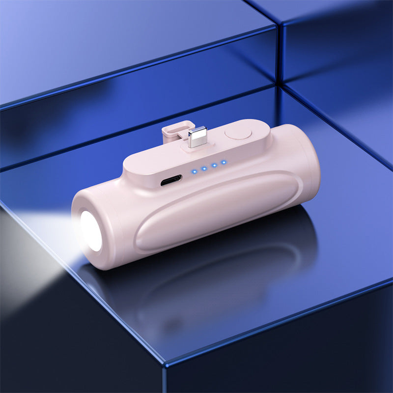 Power Bank 5000mAh con Linterna LED – Mini Cápsula Portátil Carga Rápida