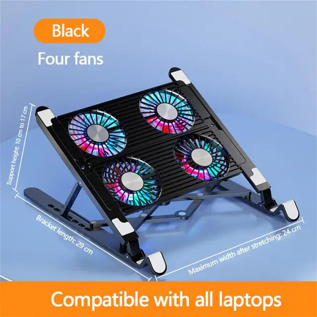 Soporte Plegable para Laptop con Ventilador Silencioso – Altura Ajustable 7 Niveles