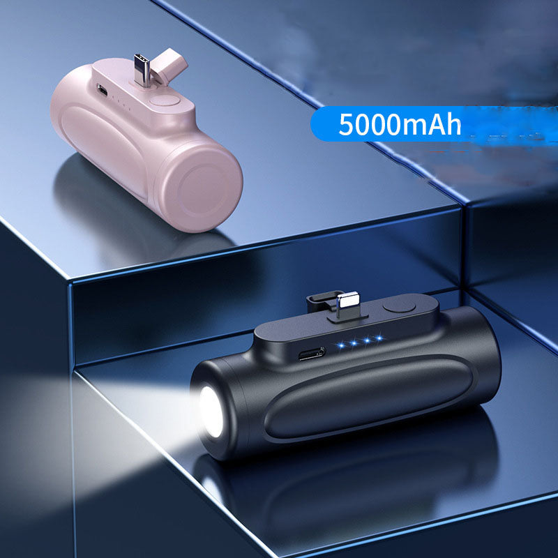 Power Bank 5000mAh con Linterna LED – Mini Cápsula Portátil Carga Rápida