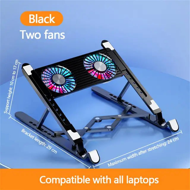 Soporte Plegable para Laptop con Ventilador Silencioso – Altura Ajustable 7 Niveles
