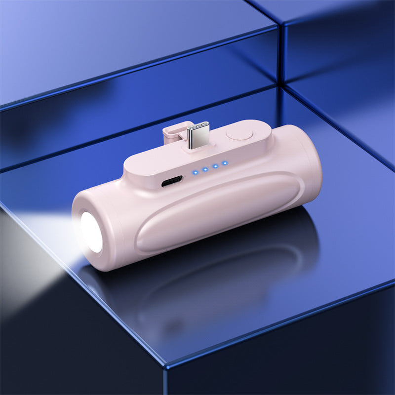 Power Bank 5000mAh con Linterna LED – Mini Cápsula Portátil Carga Rápida