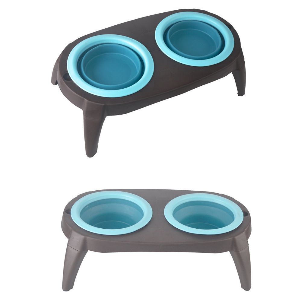 Comedero Doble Plegable para Mascotas – Silicona Flexible Ideal para Viajes