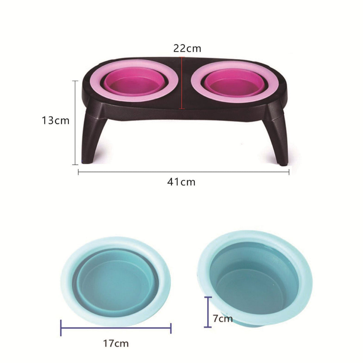 Comedero Doble Plegable para Mascotas – Silicona Flexible Ideal para Viajes