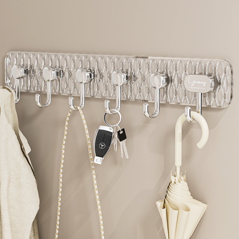 Organizador de Ganchos de Pared – 8 Ganchos Plateados para Llaves, Bolsos y Accesorios